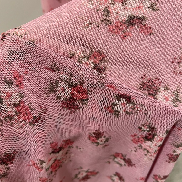 Pink Blossom Mesh One Sleeve “Bump Biddy” Maternity Dress SMALL - Picture 4 of 5